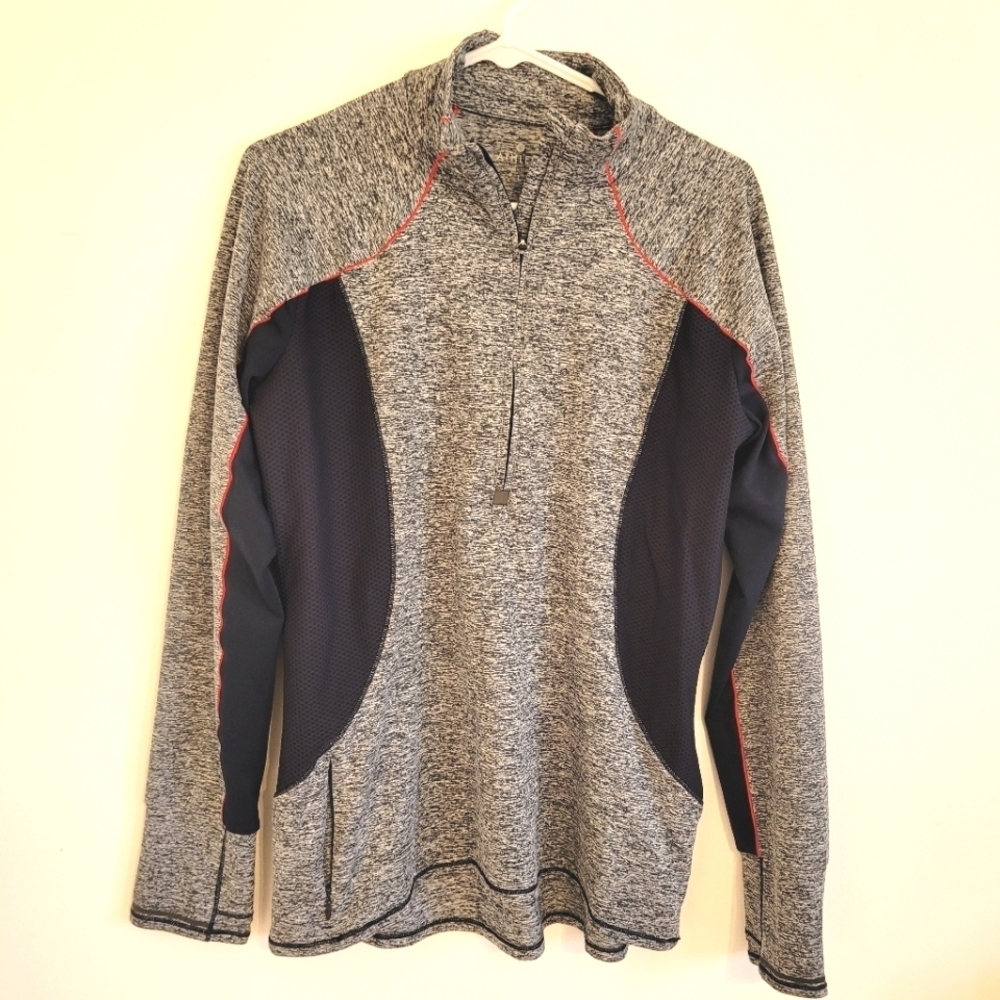 Athleta heather gray half zip top with thumbholes size L